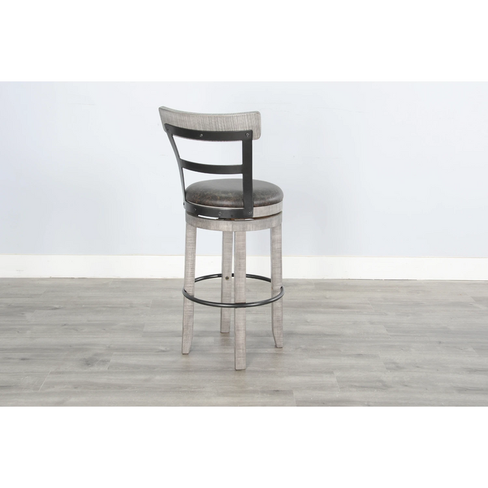 Sunny Designs Bar Swivel Barstool, Cushion Seat Alpine Grey - Bed & Sofa Hub