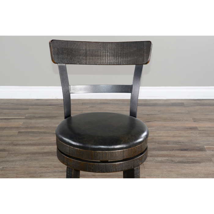 Sunny Designs Counter Bartool with Back & Swivel, Cushion Seat Tobacco Leaf - Bed & Sofa Hub