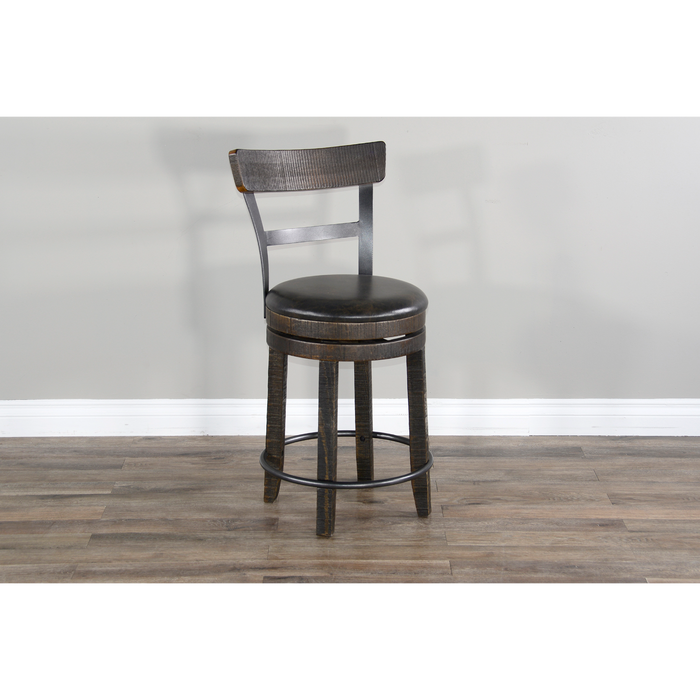 Sunny Designs Counter Bartool with Back & Swivel, Cushion Seat Tobacco Leaf - Bed & Sofa Hub