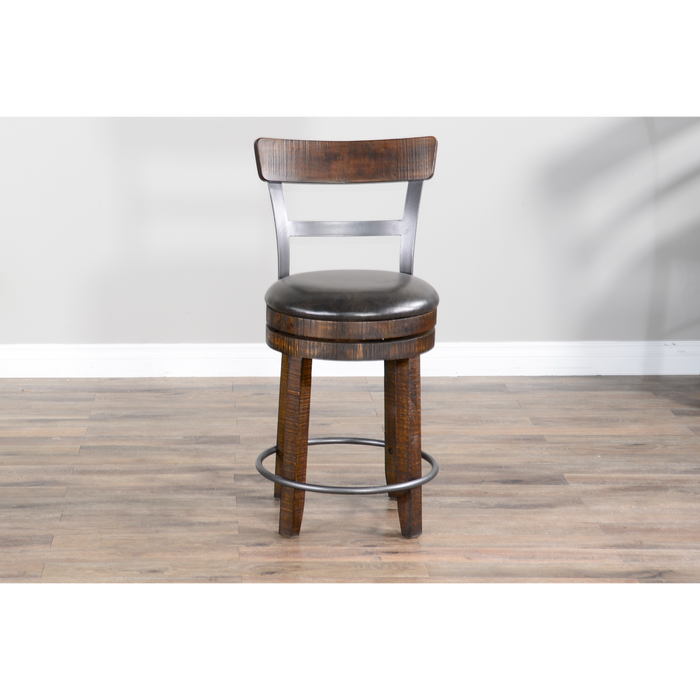 Sunny Designs Counter Bartool with Back & Swivel, Cushion Seat Tobacco Leaf - Bed & Sofa Hub