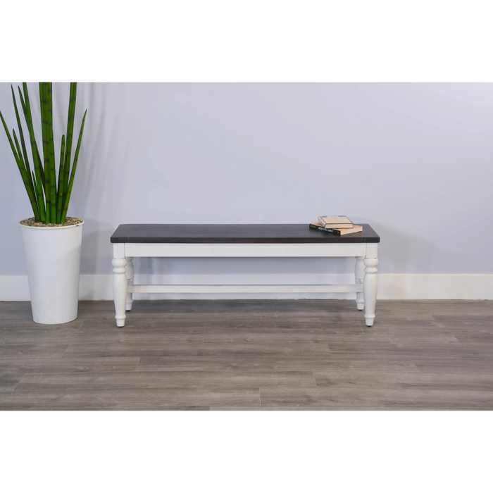 Sunny Designs White Bench with Wood Seat European Cottage - Bed & Sofa Hub