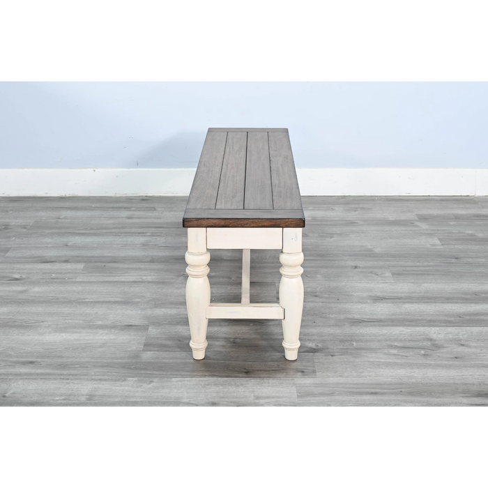Sunny Designs Pasadena Bench with Mindi Veneer Seat Marble White/Buckskin - Bed & Sofa Hub
