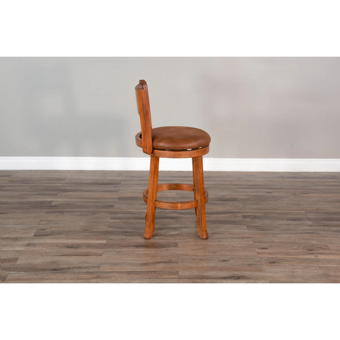 Sunny Designs Counter Swivel Barstool, Cushion Seat & Back Rustic Oak - Bed & Sofa Hub