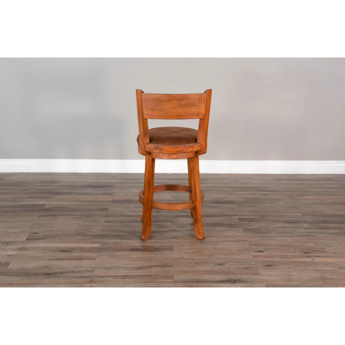 Sunny Designs Counter Swivel Barstool, Cushion Seat & Back Rustic Oak - Bed & Sofa Hub