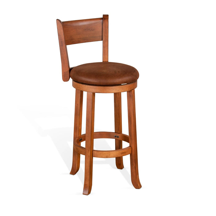 Sunny Designs Bar Swivel Barstool, Cushion Seat & Back Rustic Oak - Bed & Sofa Hub