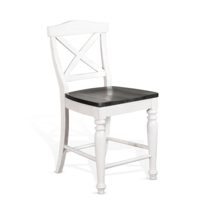 Sunny Designs Counter Carriage House Crossback Barstool, Wood Seat European Cottage - Bed & Sofa Hub