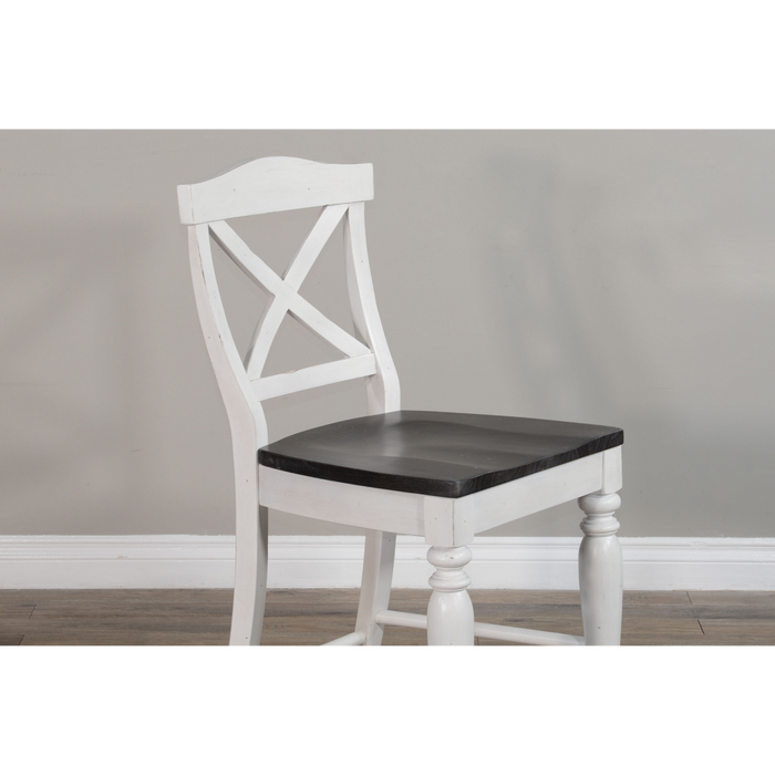 Sunny Designs Counter Carriage House Crossback Barstool, Wood Seat European Cottage - Bed & Sofa Hub