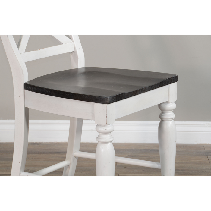 Sunny Designs Counter Carriage House Crossback Barstool, Wood Seat European Cottage - Bed & Sofa Hub