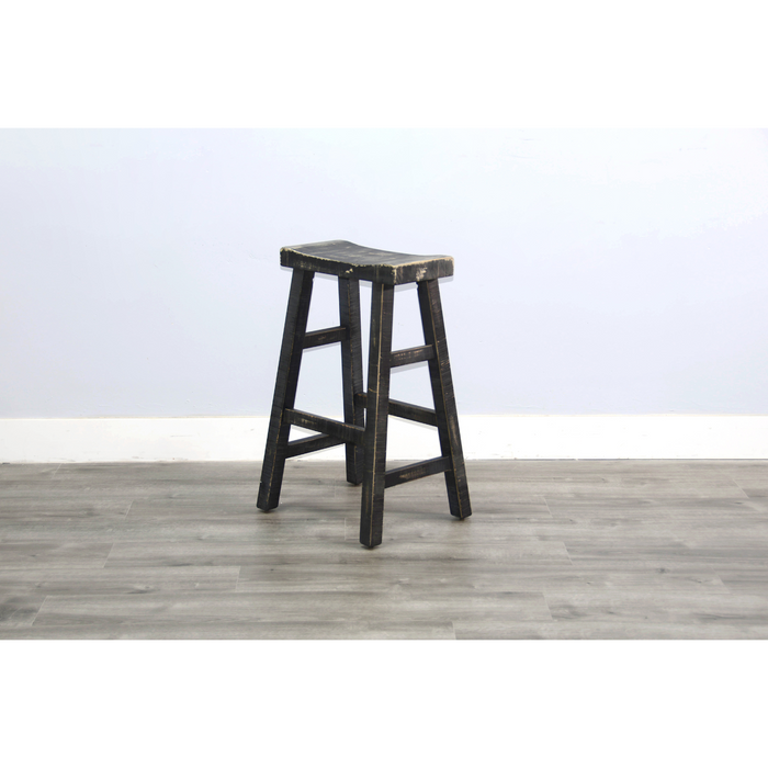 Sunny Designs Black Sand Bar Saddle Seat Stool, Wood Seat Black Sand - Bed & Sofa Hub