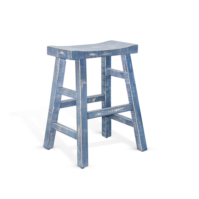 Sunny Designs Ocean Blue Counter Saddle Seat Stool, Wood Seat Ocean Blue - Bed & Sofa Hub
