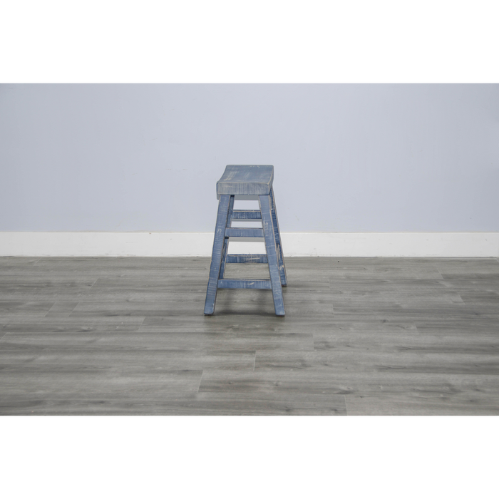 Sunny Designs Ocean Blue Counter Saddle Seat Stool, Wood Seat Ocean Blue - Bed & Sofa Hub