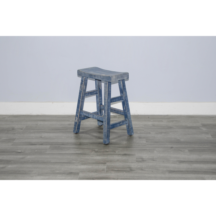 Sunny Designs Ocean Blue Counter Saddle Seat Stool, Wood Seat Ocean Blue - Bed & Sofa Hub