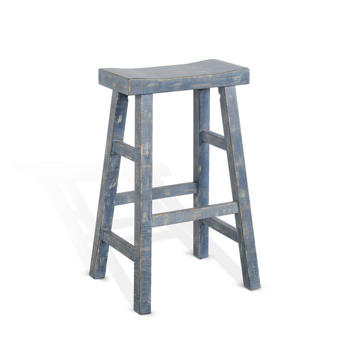Sunny Designs Ocean Blue Bar Saddle Seat Stool, Wood Seat Ocean Blue - Bed & Sofa Hub