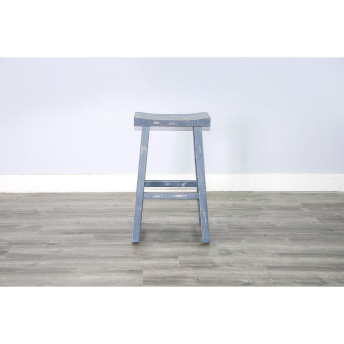 Sunny Designs Ocean Blue Bar Saddle Seat Stool, Wood Seat Ocean Blue - Bed & Sofa Hub