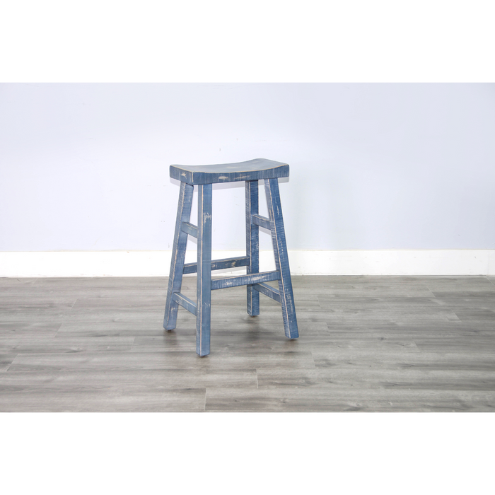 Sunny Designs Ocean Blue Bar Saddle Seat Stool, Wood Seat Ocean Blue - Bed & Sofa Hub