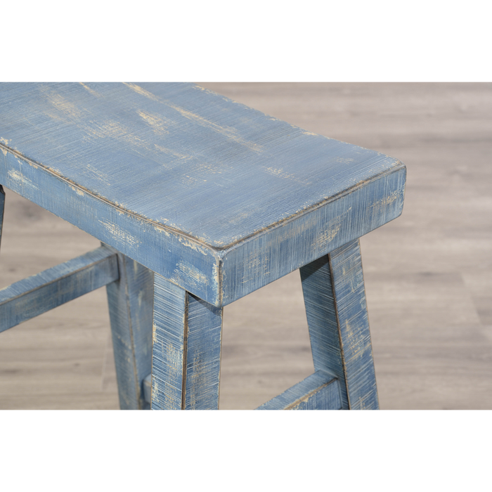 Sunny Designs Ocean Blue Bar Saddle Seat Stool, Wood Seat Ocean Blue - Bed & Sofa Hub