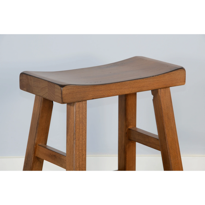 Sunny Designs Counter Saddle Seat Stool, Wood Seat Rustic oak - Bed & Sofa Hub