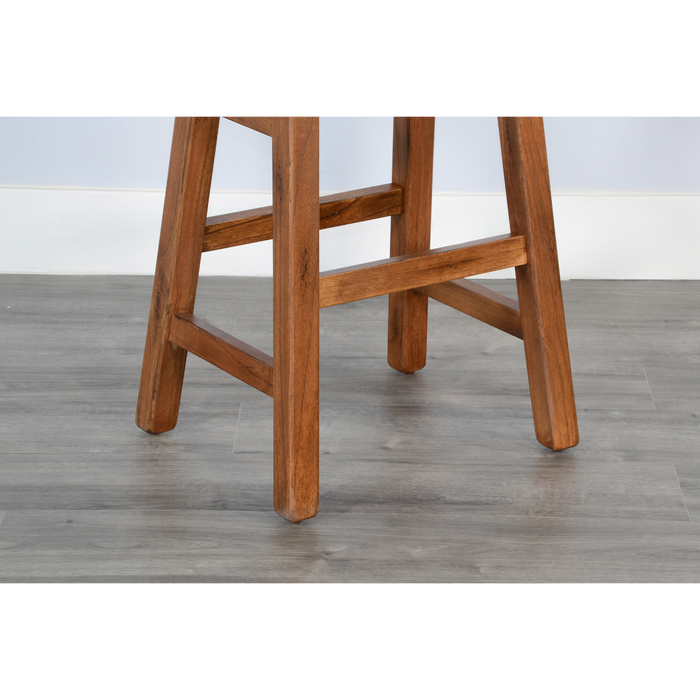 Sunny Designs Beach Pebble Bar Saddle Seat Stool, Wood Seat Rustic Oak - Bed & Sofa Hub