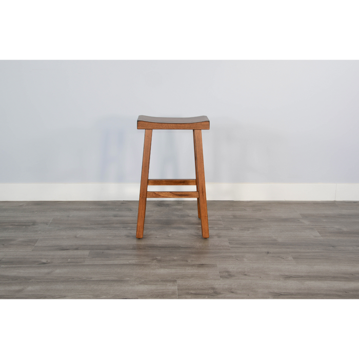 Sunny Designs Beach Pebble Bar Saddle Seat Stool, Wood Seat Rustic Oak - Bed & Sofa Hub