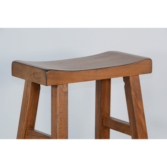 Sunny Designs Beach Pebble Bar Saddle Seat Stool, Wood Seat Rustic Oak - Bed & Sofa Hub