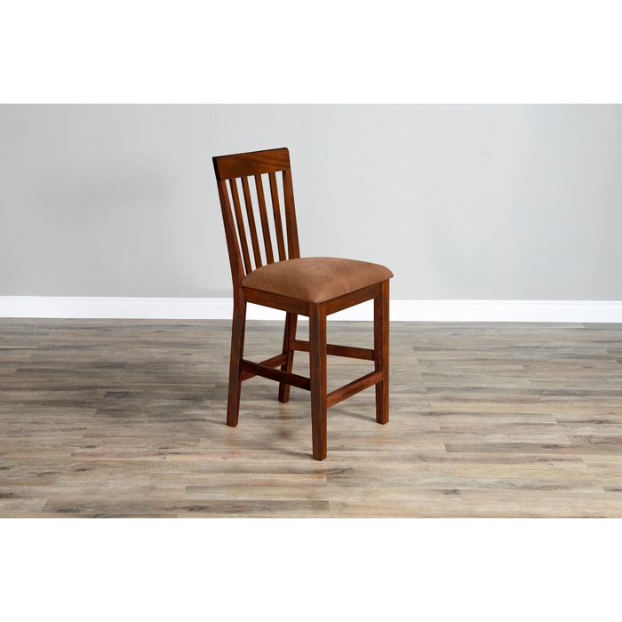 Sunny Designs Counter Sedona Slatback Barstool, Cushion Seat Rustic Oak - Bed & Sofa Hub