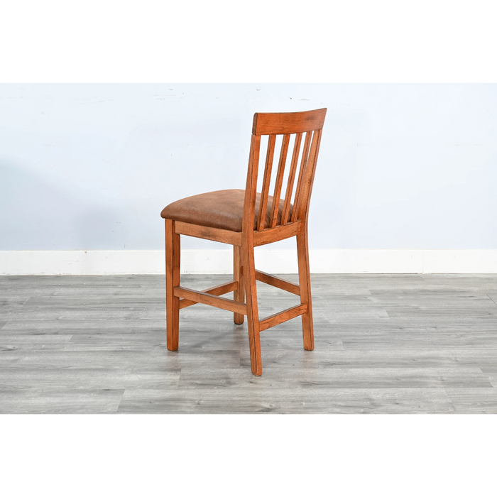 Sunny Designs Counter Sedona Slatback Barstool, Cushion Seat Rustic Oak - Bed & Sofa Hub