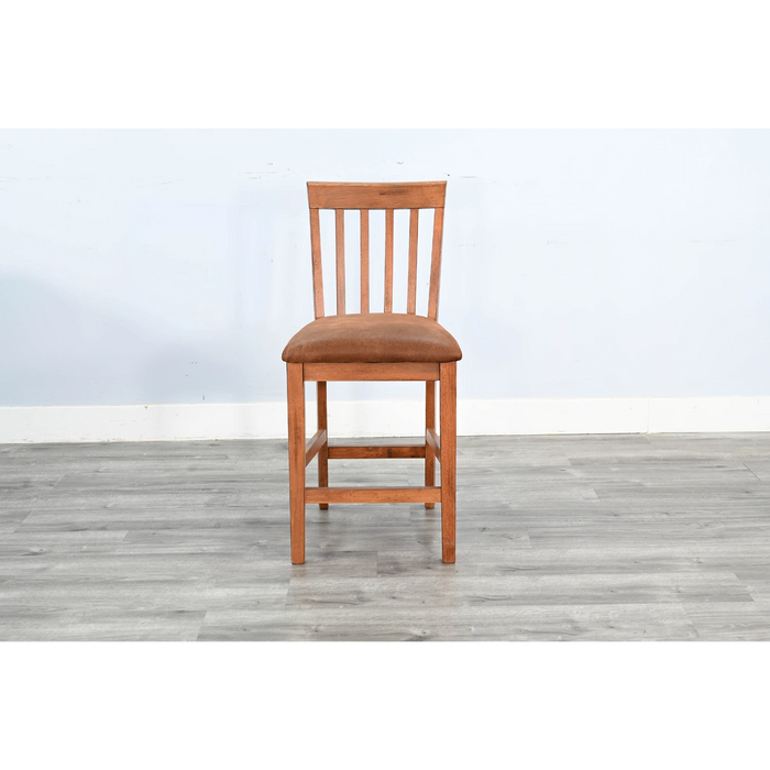 Sunny Designs Counter Sedona Slatback Barstool, Cushion Seat Rustic Oak - Bed & Sofa Hub
