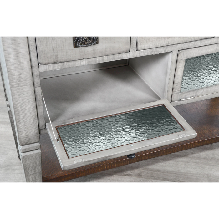 Sunny Designs Homestead Hills Alpine Grey Wood Server Tobacco Leaf and Alpine Grey - Bed & Sofa Hub