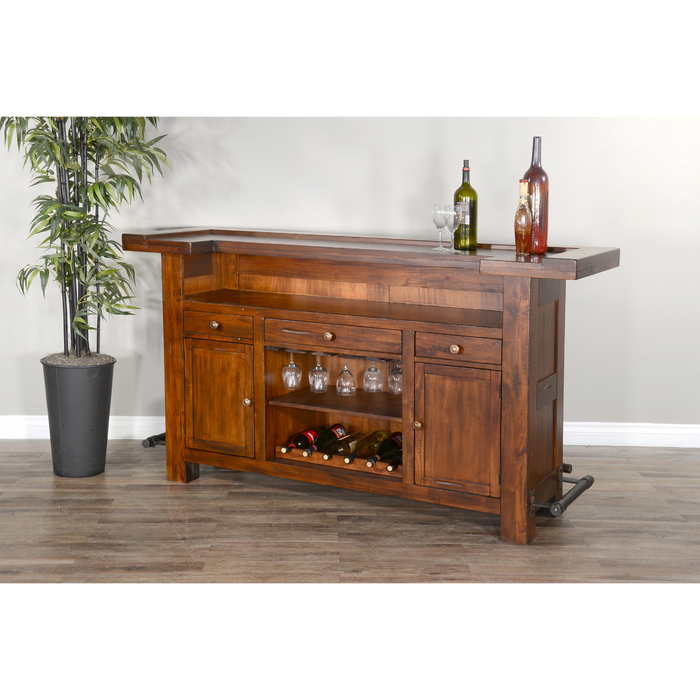 Sunny Designs 78" Farmhouse Wood Home Bar Vintage Mocha - Bed & Sofa Hub
