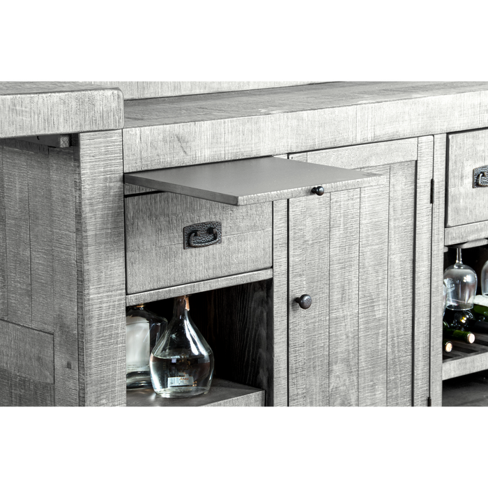 Sunny Designs 80" Traditional Wood Home Bar Alpine Grey - Bed & Sofa Hub