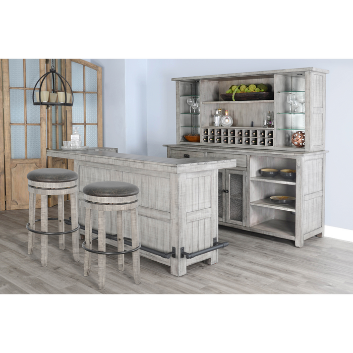 Sunny Designs 80" Traditional Wood Home Bar Alpine Grey - Bed & Sofa Hub