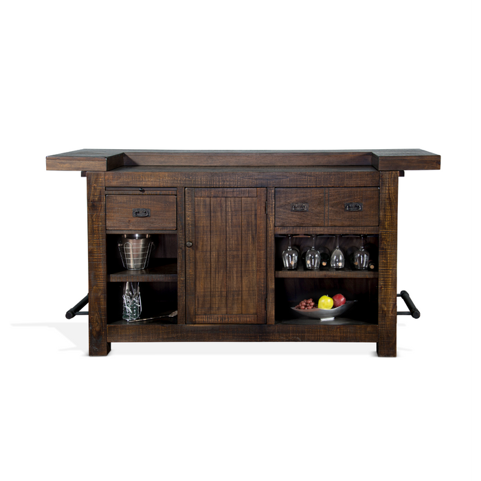 Sunny Designs 80" Traditional Wood Home Bar Tobacco Leaf - Bed & Sofa Hub