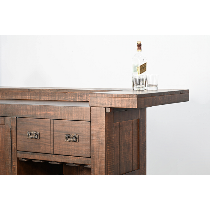 Sunny Designs 80" Traditional Wood Home Bar Tobacco Leaf - Bed & Sofa Hub