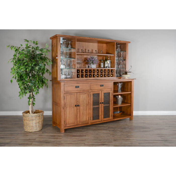 Sunny Designs Sedona Buffet & Hutch  Rustic Oak - Bed & Sofa Hub