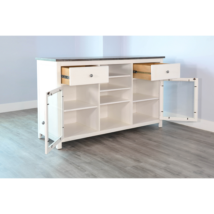 Sunny Designs Wood White Buffet with Drawers European Cottage - Bed & Sofa Hub