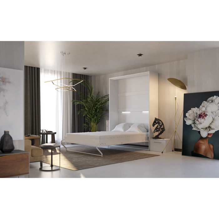 Maxima House Vertical Murphy Bed Invento European Full Xl with Mattress and Led Included - Bed & Sofa Hub