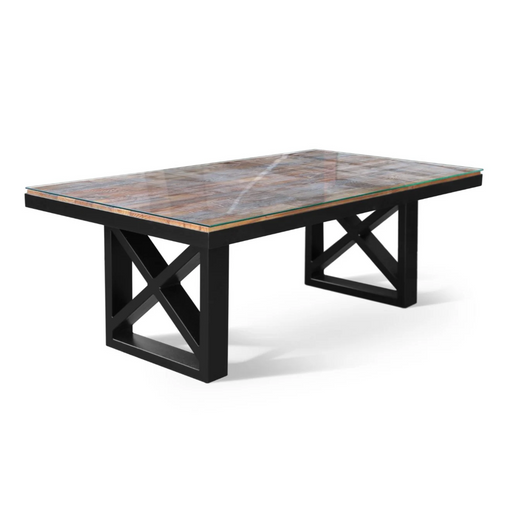 Maxima House Kanto-T Glass Top Solid Wood Dining Table - Bed & Sofa Hub