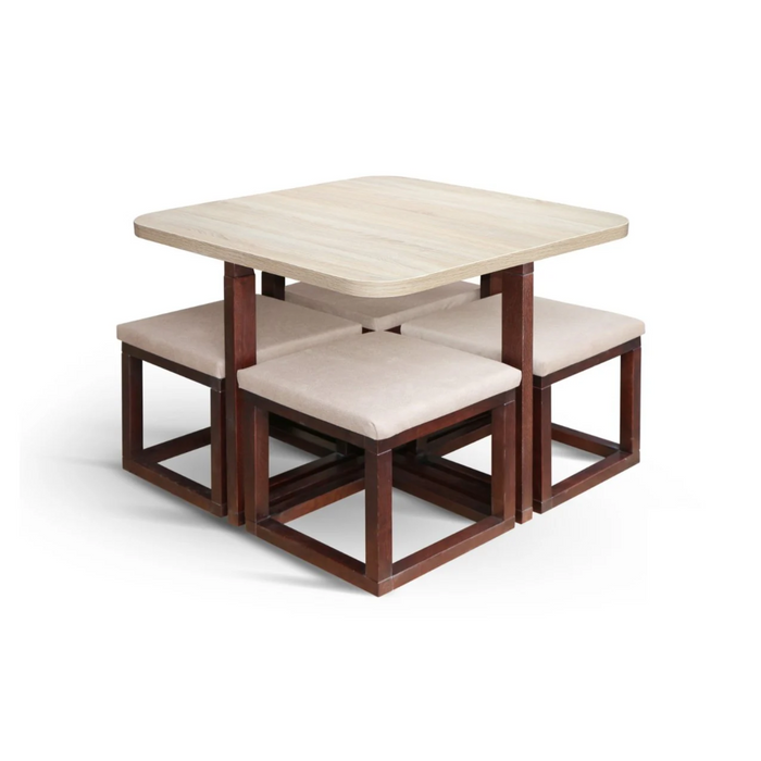 Maxima House Mirage-Q 5 Pcs. Wooden Dining Set - Bed & Sofa Hub