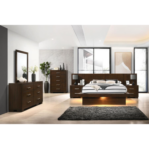 Coaster Jessica 6-piece LED Bedroom Set Cappuccino - Bed & Sofa Hub
