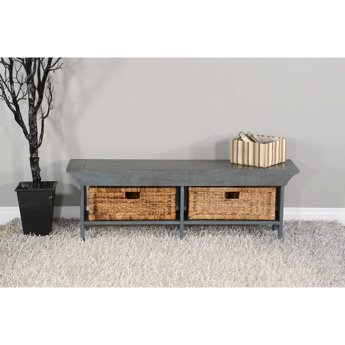 Sunny Designs 55"W Bench with Woven Baskets Little Boy Blue - Bed & Sofa Hub