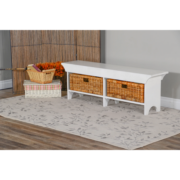 Sunny Designs 55"W Bench with Woven Baskets River Birch - Bed & Sofa Hub