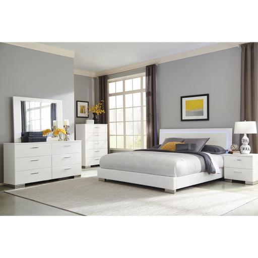 Coaster Felicity 6-piece Bedroom Set White High Gloss - Bed & Sofa Hub
