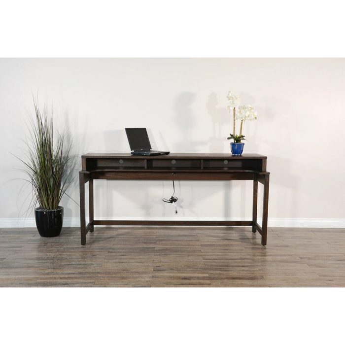 Sunny Designs Console Table with USB Power Pack Tobacco Leaf - Bed & Sofa Hub