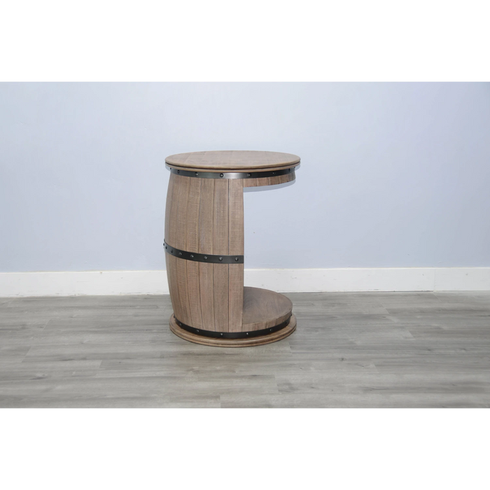 Sunny Designs Half Barrel Wine Bar with Metal Accents Desert Rock - Bed & Sofa Hub