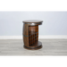 Sunny Designs Half Barrel Wine Bar with Metal Accents Tobacco Leaf - Bed & Sofa Hub