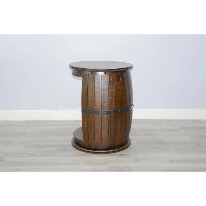 Sunny Designs Half Barrel Wine Bar with Metal Accents Tobacco Leaf - Bed & Sofa Hub