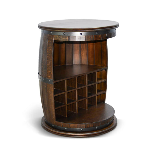 Sunny Designs Half Barrel Wine Bar with Metal Accents Tobacco Leaf - Bed & Sofa Hub