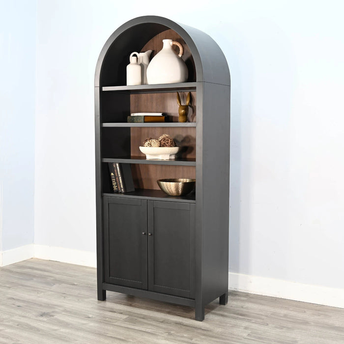 Sunny Designs Arched Display Cabinet with Doors Black Magic - Bed & Sofa Hub
