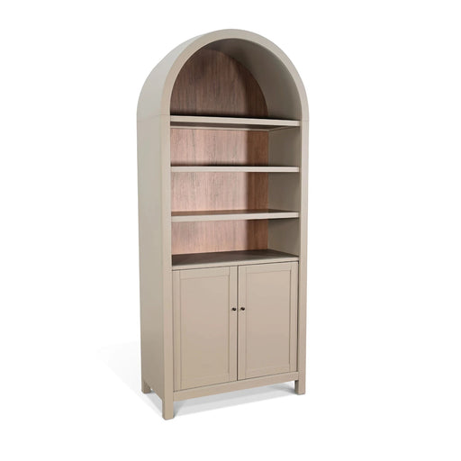 Sunny Designs Arched Display Cabinet with Doors Pavestone - Bed & Sofa Hub