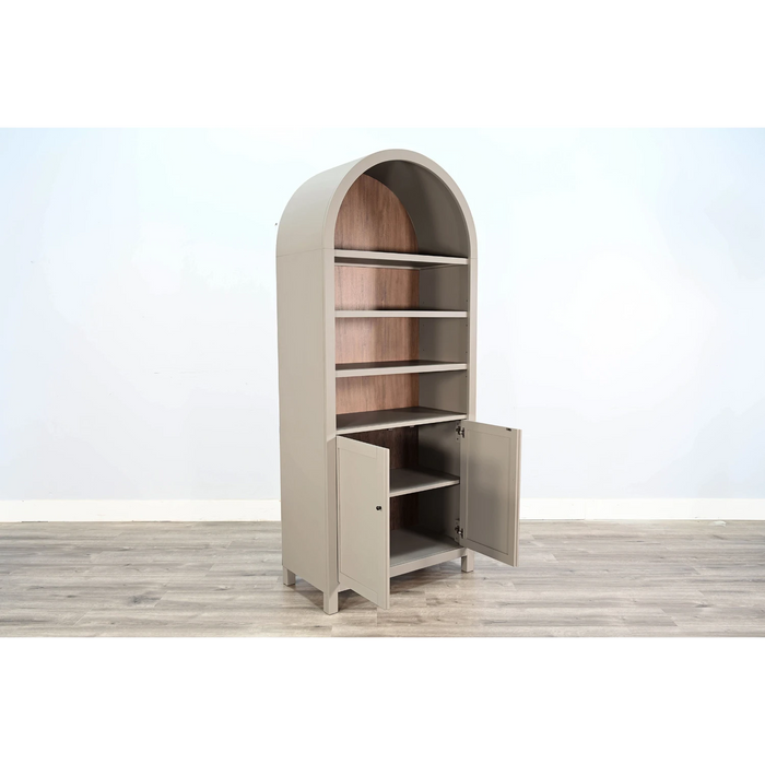 Sunny Designs Arched Display Cabinet with Doors Pavestone - Bed & Sofa Hub